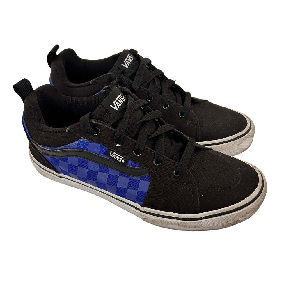 Vans Black Blue Checkered Low Top Sneakers Sz 5 Youth